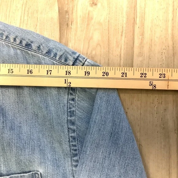 Womens Large Polo Ralph Lauren Denim Logo Shirt Long Sleeve Shirt Vintage - Picture 8 of 11